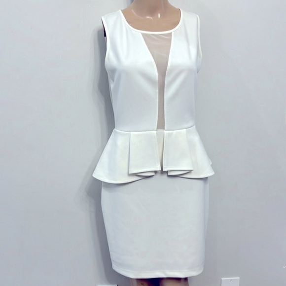 Quess Elegant Cream Peplum Dress - Picture 1 of 3